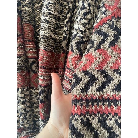 Free People Iona Long Belted Cardigan XS Heavy Knit Distressed Boho Wool Alpaca - Picture 11 of 14